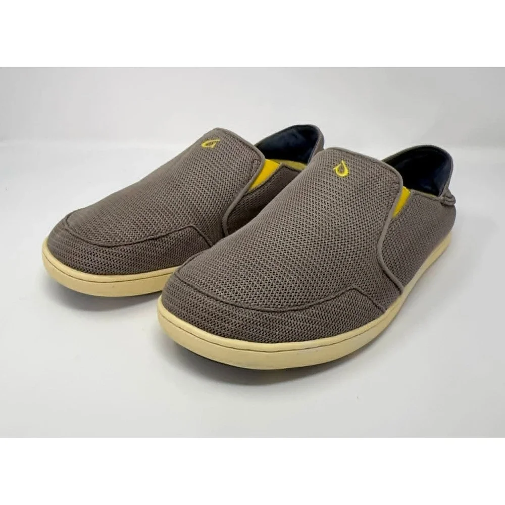 OluKai Nohea Mesh Slip On Shoes Mens 9.5 Taupe Brown‎ Casual Comfort Loafers